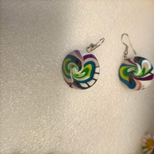 Boucles d'oreilles fantaisies artisanales style toupie
