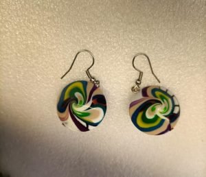 Boucles d'oreilles fantaisies artisanales style toupie