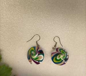Boucles d'oreilles fantaisies artisanales style toupie