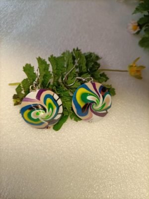 Boucles d'oreilles fantaisies artisanales style toupie
