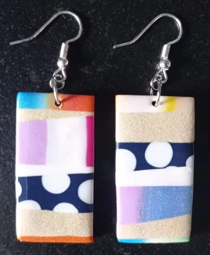boucle d'oreille fantaisie rectangle