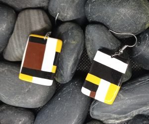 Paires de boucles d'oreilles fantaisie en rectangle