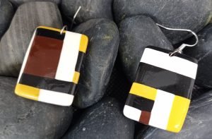 Paires de boucles d'oreilles fantaisie en rectangle