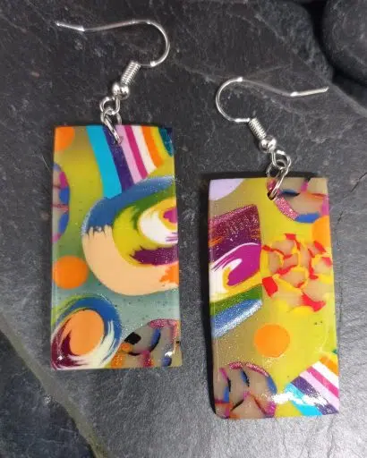 Paires de boucles d'oreilles fantaisie en rectangle