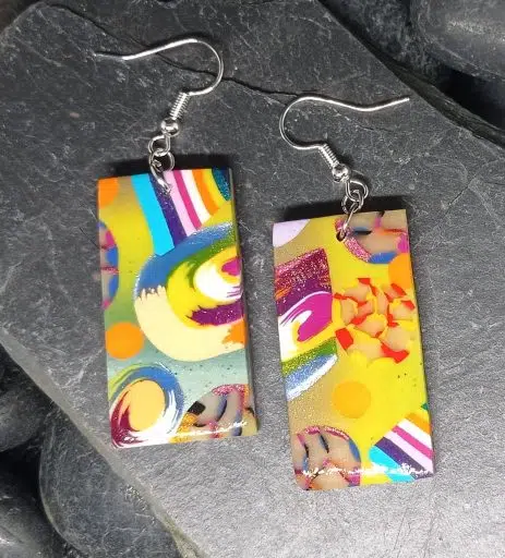 Paires de boucles d'oreilles fantaisie en rectangle