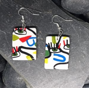 Paires de boucles d'oreilles fantaisie en rectangle