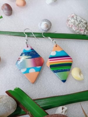 Boucles d'oreilles stylées forme losange
