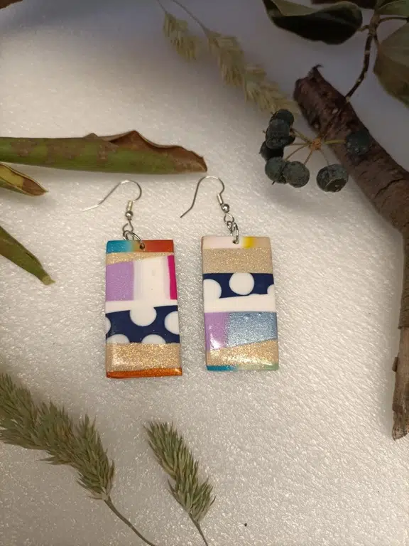 boucle d'oreille fantaisie rectangle