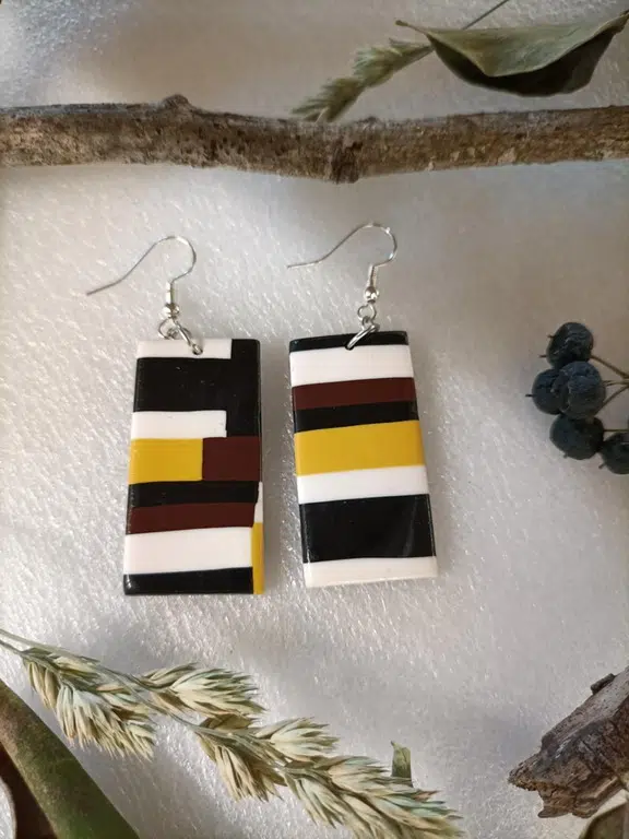 boucle d'oreille fantaisie rectangle chic et tendance