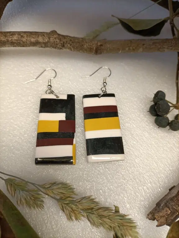 boucle d'oreille fantaisie rectangle chic et tendance