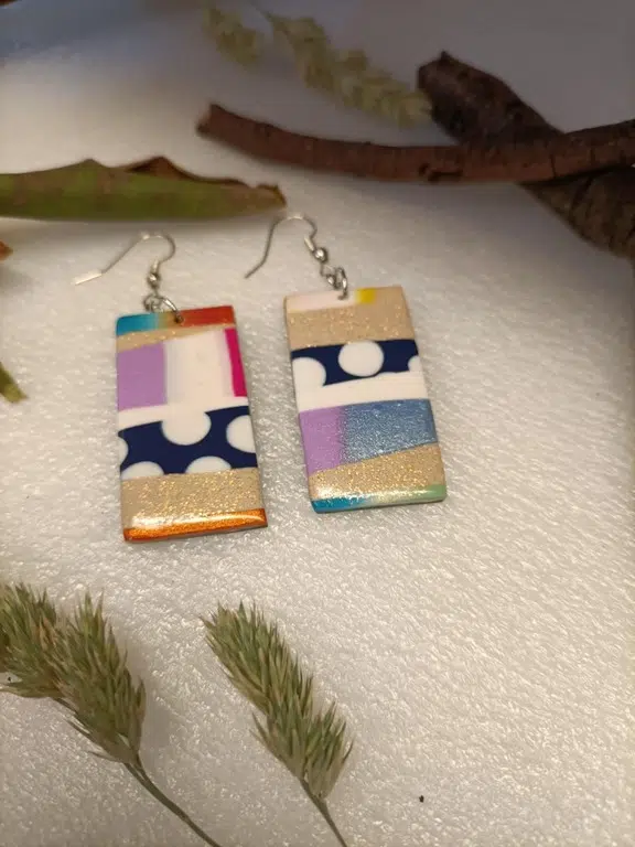 boucle d'oreille fantaisie rectangle