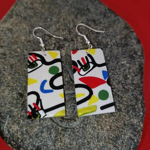 boucle d'oreille fantaisie rectangle