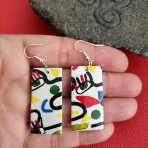 boucle d'oreille fantaisie rectangle