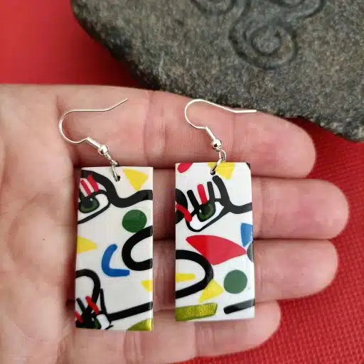 boucle d'oreille fantaisie rectangle