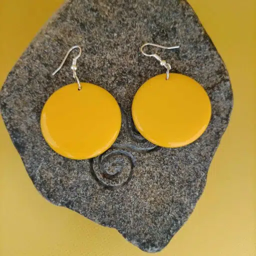 boucle d'oreille fantaisie ronde couleur orange unie