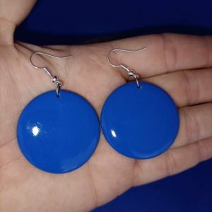 boucle d'oreille fantaisie ronde couleur bleu uni
