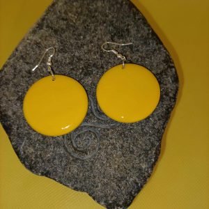 boucle d'oreille fantaisie ronde couleur orange unie