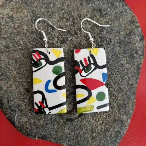 boucle d'oreille fantaisie rectangle