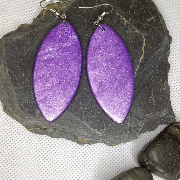 Boucles d'oreilles fantaisies artisanales couleur unie pailletée