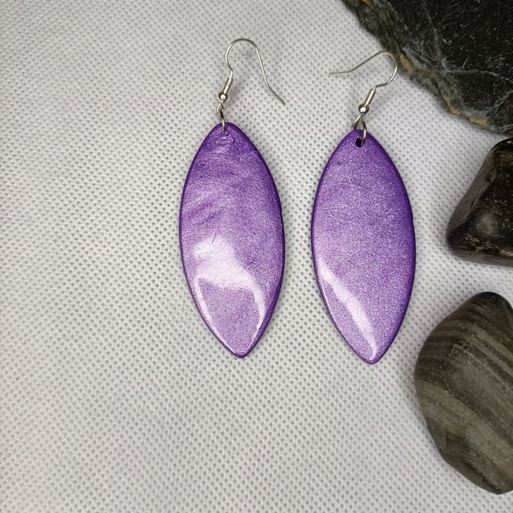 Boucles d'oreilles fantaisies artisanales couleur unie pailletée