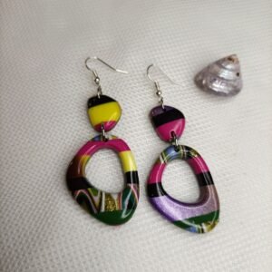 Boucles d’oreilles fantaisies artisanales paire de boucle d’oreille multicolore