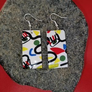 boucle d'oreille fantaisie rectangle