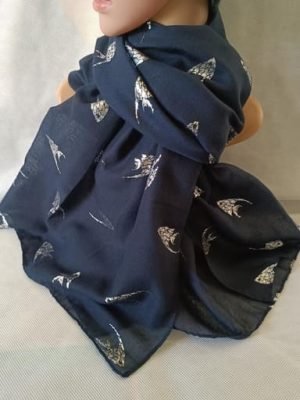 foulard fashion femme couleur bleu marine avec motif