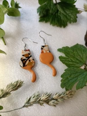 boucle d'oreille fantaisie forme de chat