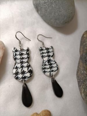 boucle d'oreille fantaisie forme de chat