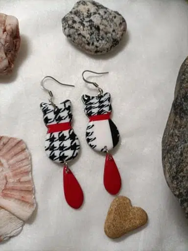 boucle d'oreille fantaisie forme de chat