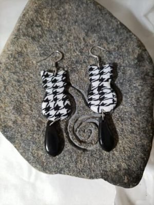 boucle d'oreille fantaisie forme de chat