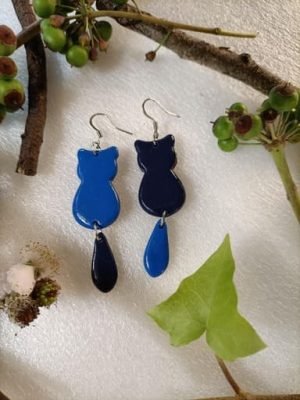 boucle d'oreille fantaisie forme de chat