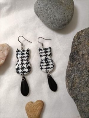 boucle d'oreille fantaisie forme de chat