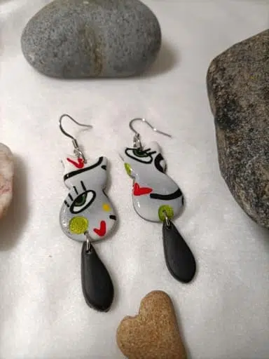 boucle d'oreille fantaisie forme de chat