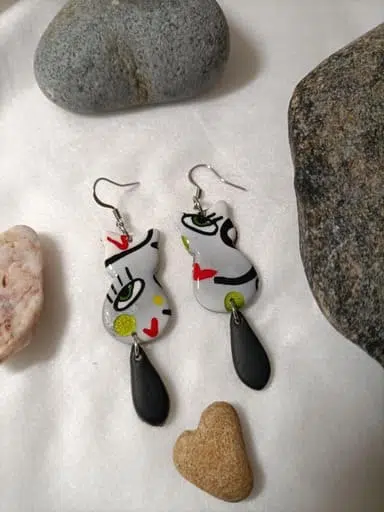 boucle d'oreille fantaisie forme de chat
