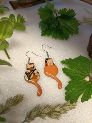 boucle d'oreille fantaisie forme de chat