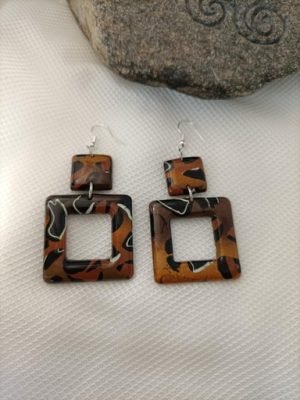boucles d'oreilles carrée savane