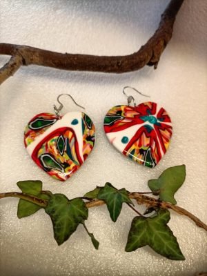 Saint Valentin boucles d'oreilles en forme de coeur multicolore
