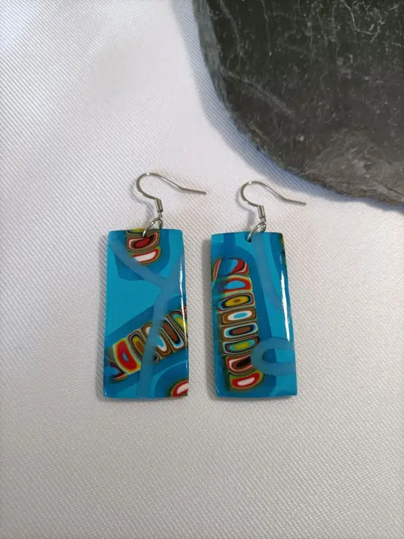 Boucles d'oreilles fantaisie rectangle pour femme élégante