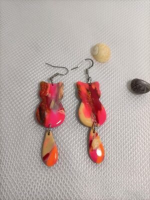 boucles d'oreilles miaou fluorescente