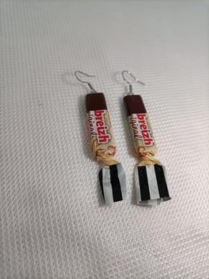 boucles d'oreilles fantaisie en forme de caramel
