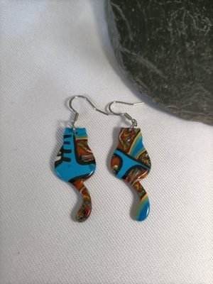 boucles d'oreilles de couleur bleu chaton mignon