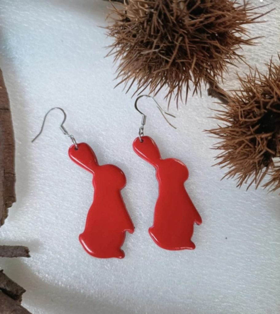 Boucles d'oreilles fantaisies artisanales en forme de lapin