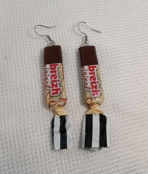 boucles d'oreilles fantaisie en forme de caramel