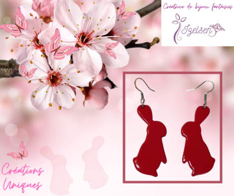 boucles d'oreilles fantaisies originales en forme de lapin