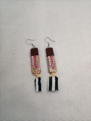 boucles d'oreilles fantaisie en forme de caramel