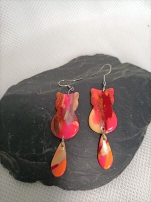boucles d'oreilles miaou fluorescente