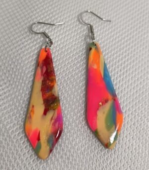 boucles d'oreilles fantaisie goutte d'eau fluorescente