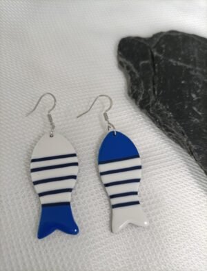 Boucles d'oreilles fantaisie en forme de poisson rayé