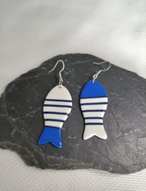 Boucles d'oreilles fantaisie en forme de poisson rayé